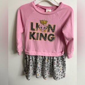 Disney Lion King Pink and Gray Sweatshirt Dress 2 years